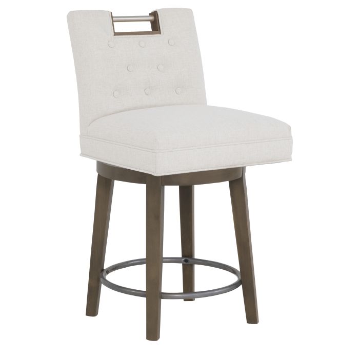 Fairfield 1262-C8 Nickel Metal Pull Short Button Back Swivel Counter Stool