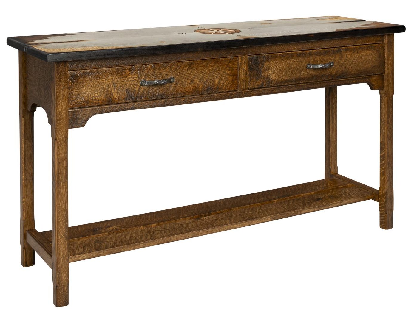 Green Gables Furniture TW210 Tradewinds Harker’s Island 2 Drawer Sofa Table with Shelf