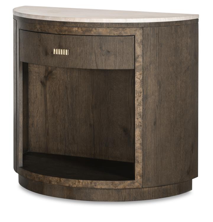 Century Furniture CBA-221M-V2 Monterey Demilune Nightstand W/Travertine Hawthorne Dark