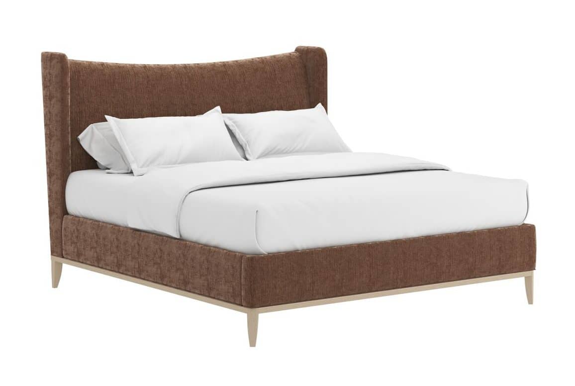 ART Furniture 413135-2743H7 Edwin Queen Wing Shelter Uph Bed Suede