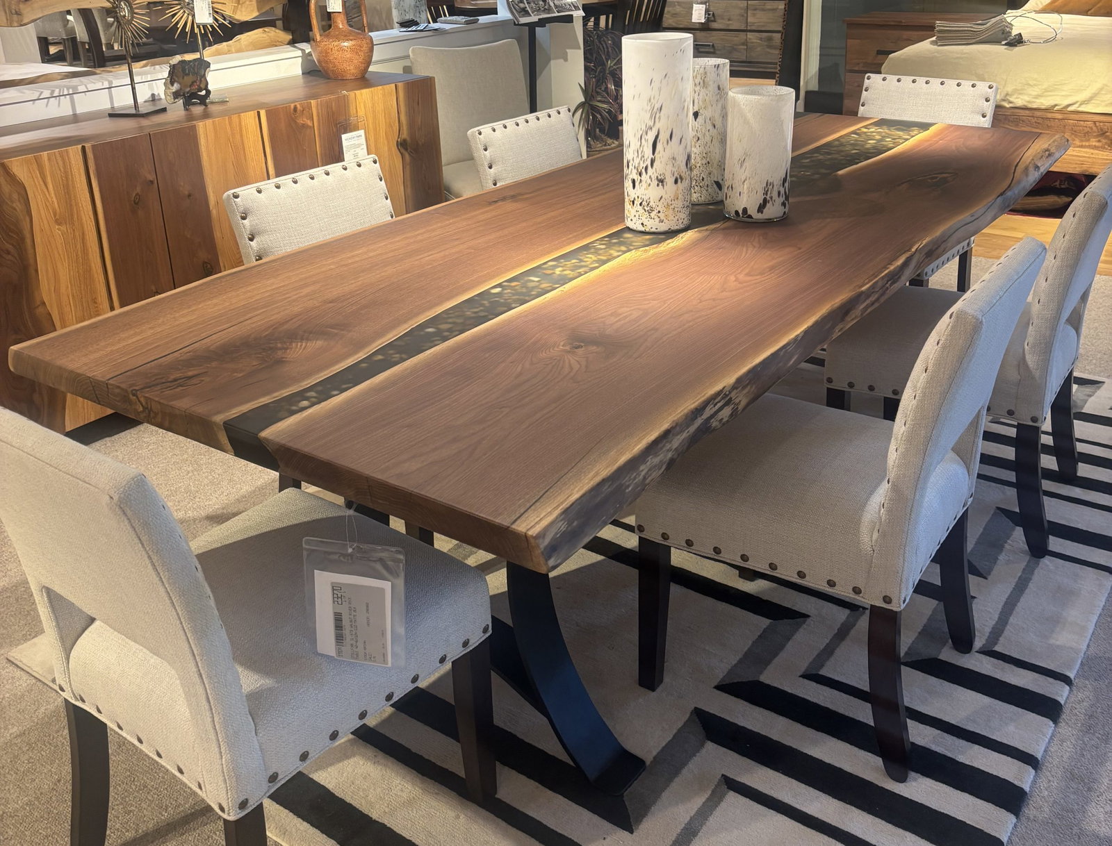 Still Fork SL-573 Walnut Live Edge Table with River Rock Epoxy