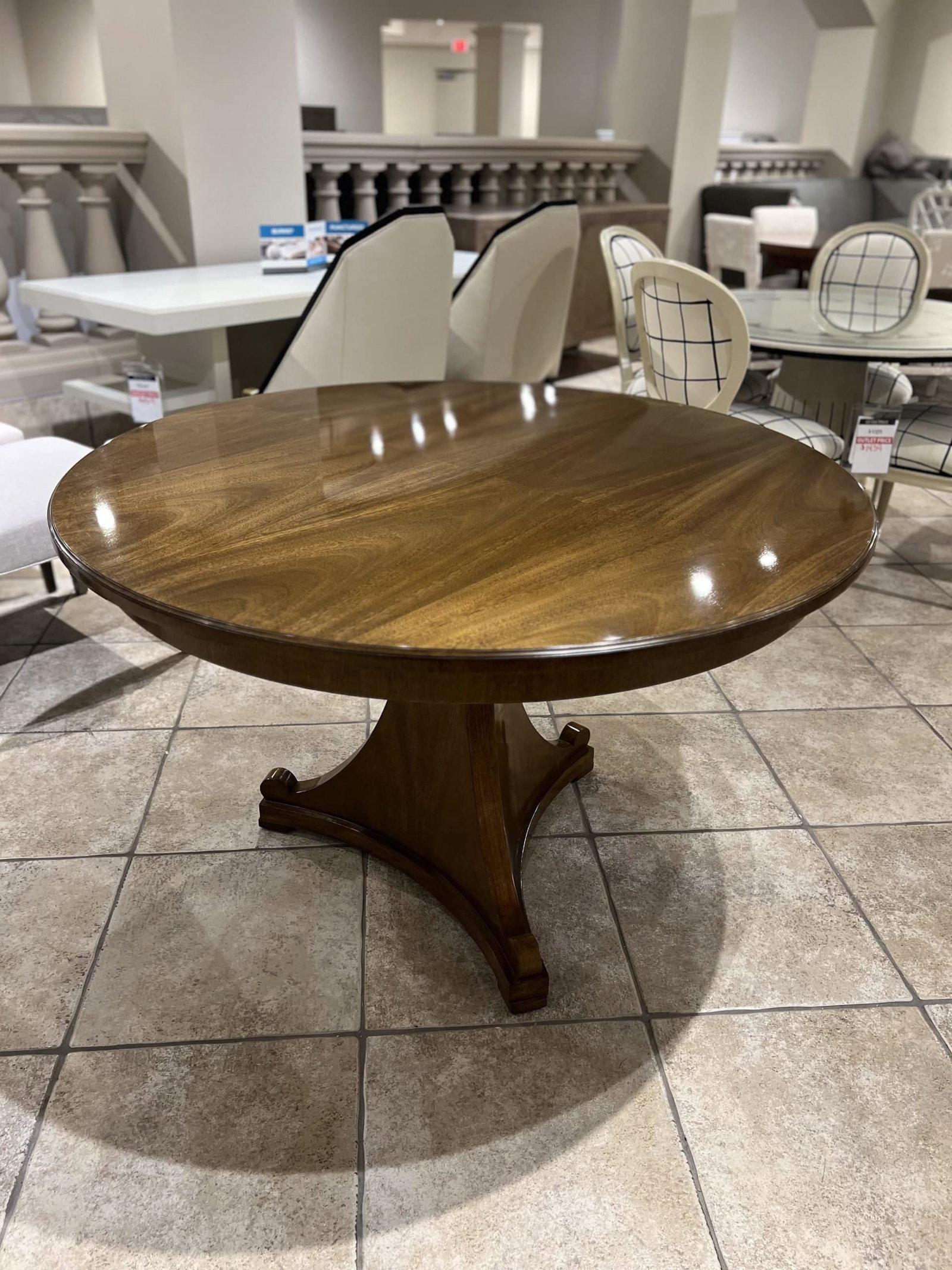 Century AEA-312/10,20,30 48″ Tri-Pedestal Dining Table