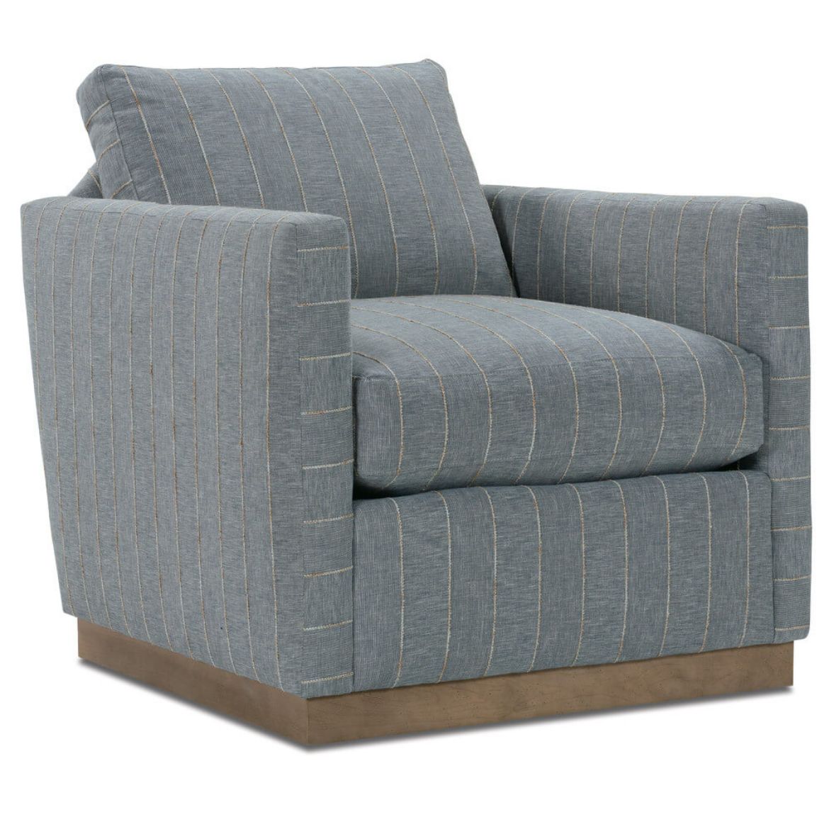 Rowe Furniture ALLIE-016-EDP-2 Quick Ship Allie Swivel – Indigo Kid-proof Stripe