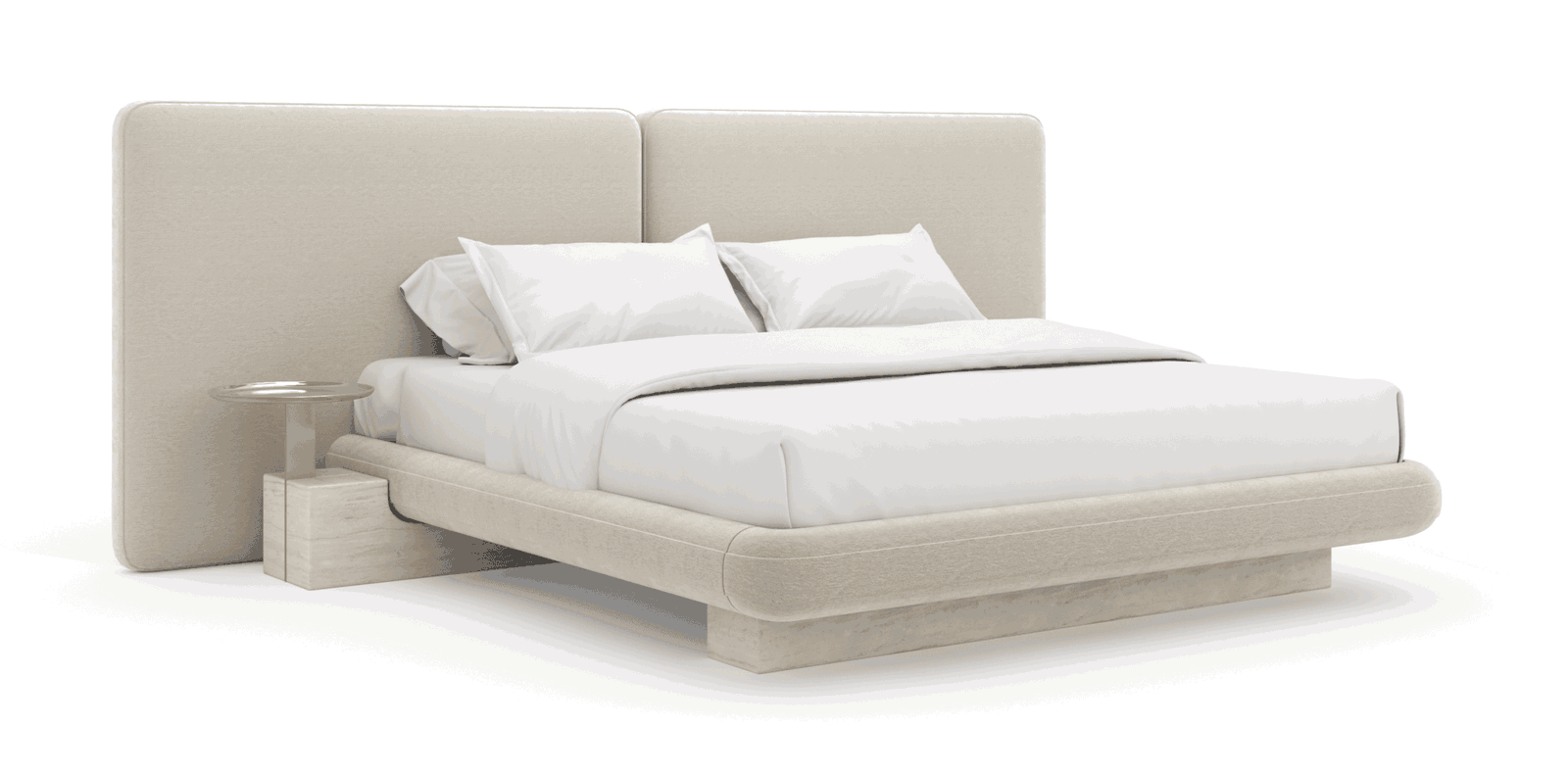 Caracole CLA-425V-128 Overlap Uph 2 Panel Kg Bed Ivory