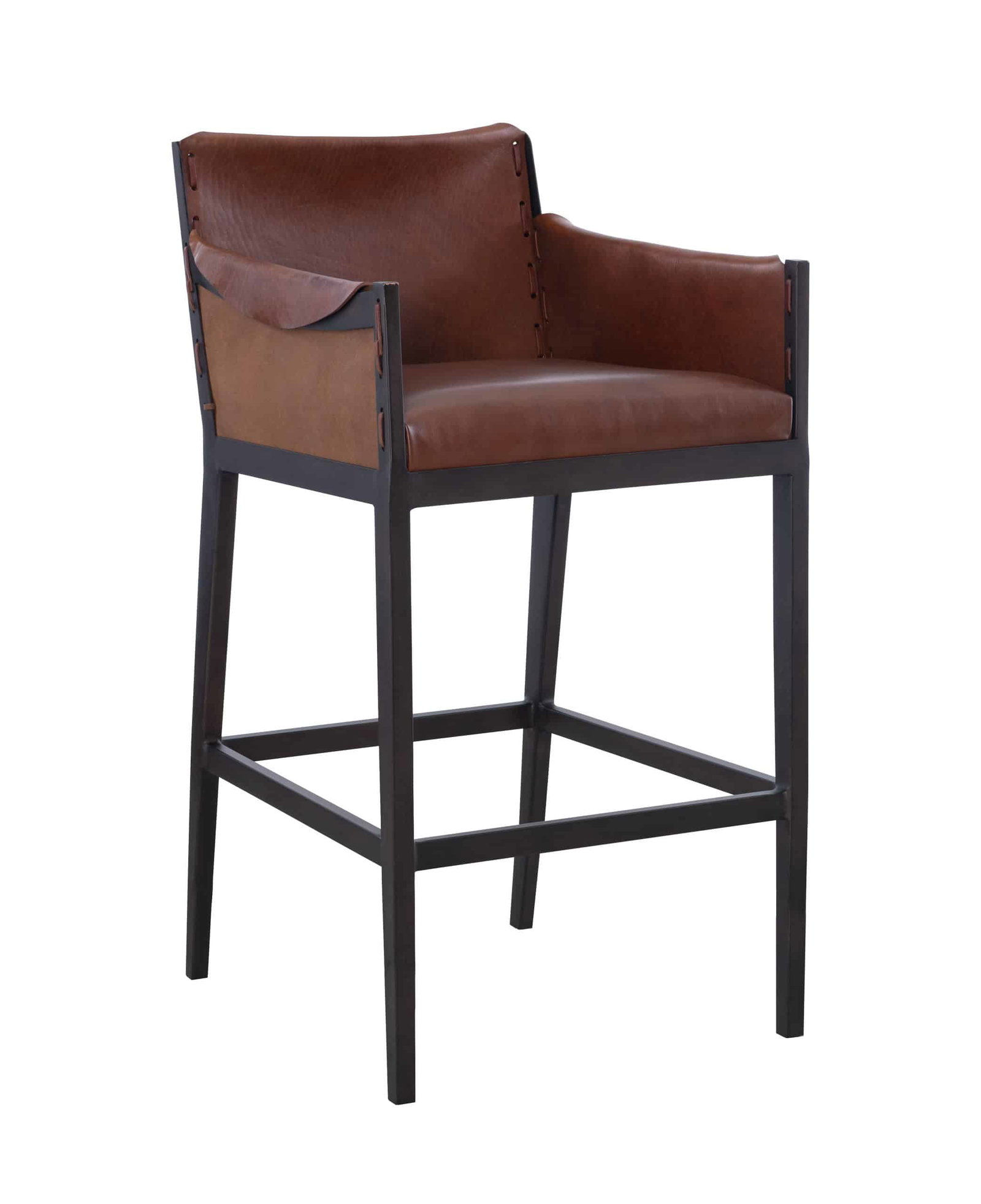 Hickory Chair HCP5700-04-STK Gunnison Bar Stool- Brown Leather