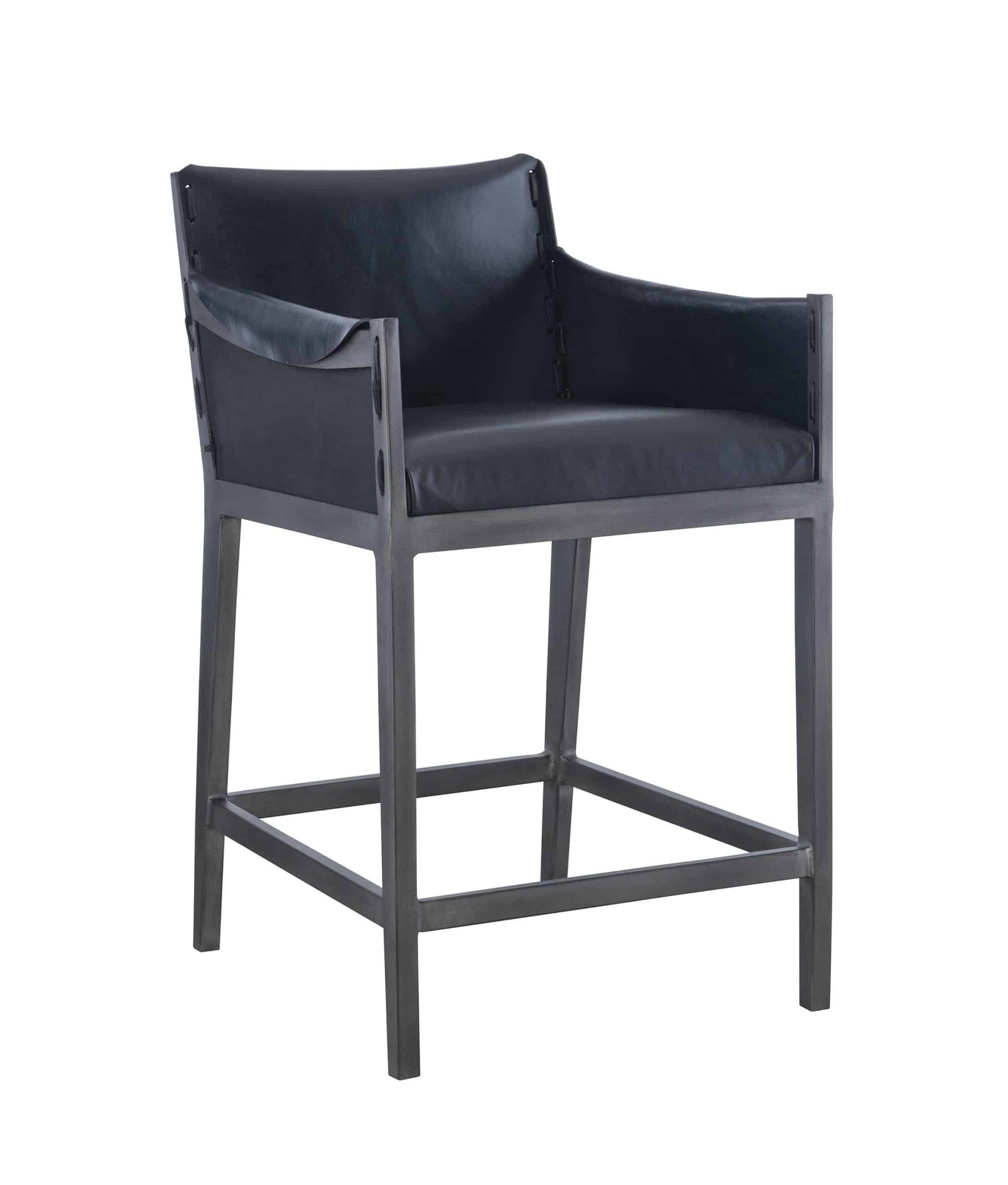 Hickory Chair HCP5701-03-STK Gunnison Counter Stool – Black Leather