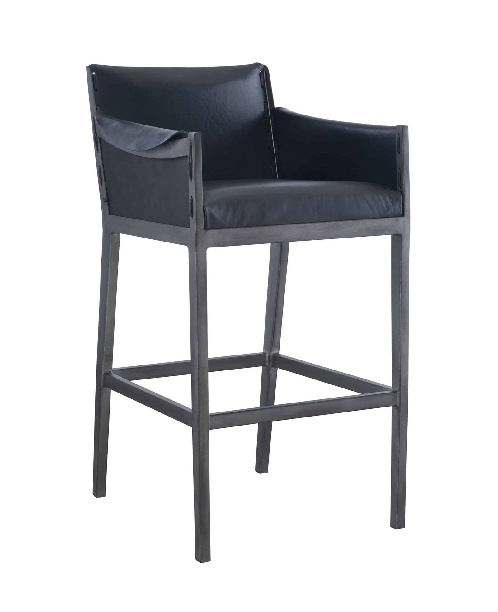 Hickory Chair HCP5701-04-STK Gunnison Bar Stool – Black Leather
