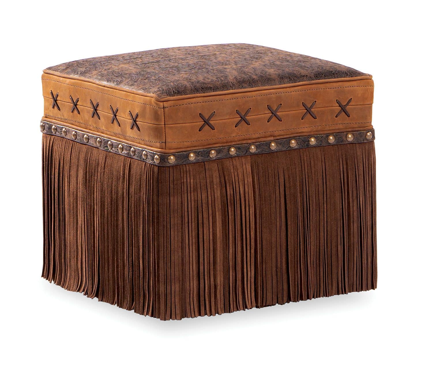 Hancock and Moore 037-BLF ABBEY OTTOMAN WITH FRINGE