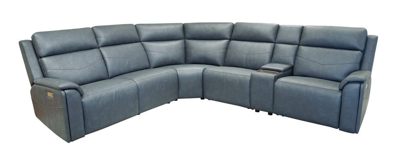 Flexsteel 1592-SECTP5-38640 Vernon Admiral Fabric Power Reclining Sectional with Power Headrest, Lumbar, Heat, & Massage