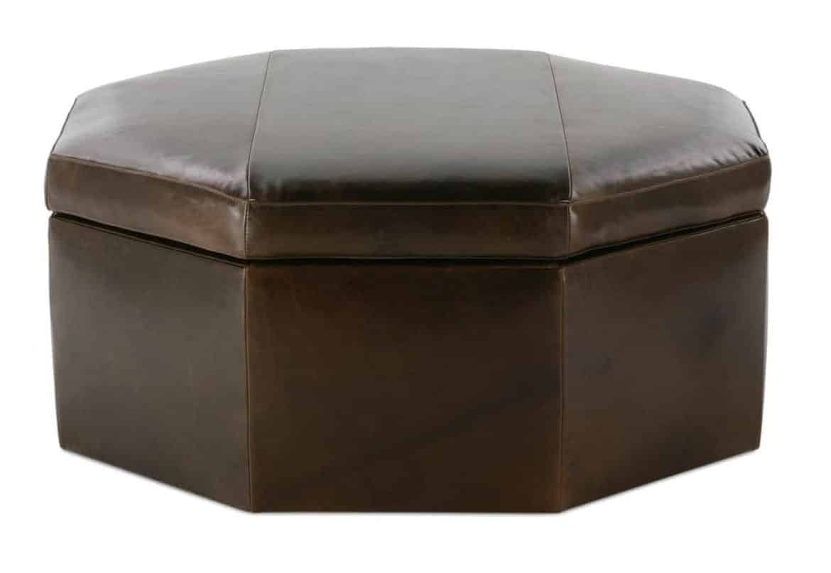 Rowe Furniture OSTG-4040-1000-077-RC (-L-) Othello 40″ Octagon Leather Storage Ottoman
