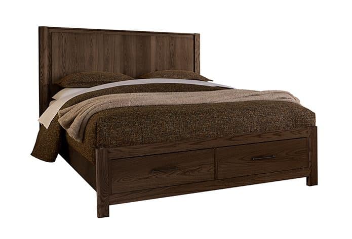 Vaughan Bassett 840-558-050B-502-555 Queen Radius Poster Bed With Footboard Storage In Dark Oak