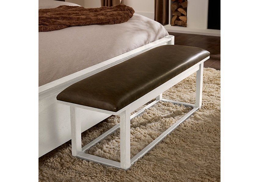 Vaughan Bassett 844-080Y Sedona Brown Upholstered Bench In Soft White Oak