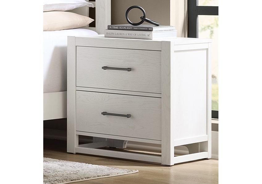 Vaughan Bassett 844-227 2 Drawer Nightstand In Soft White Oak