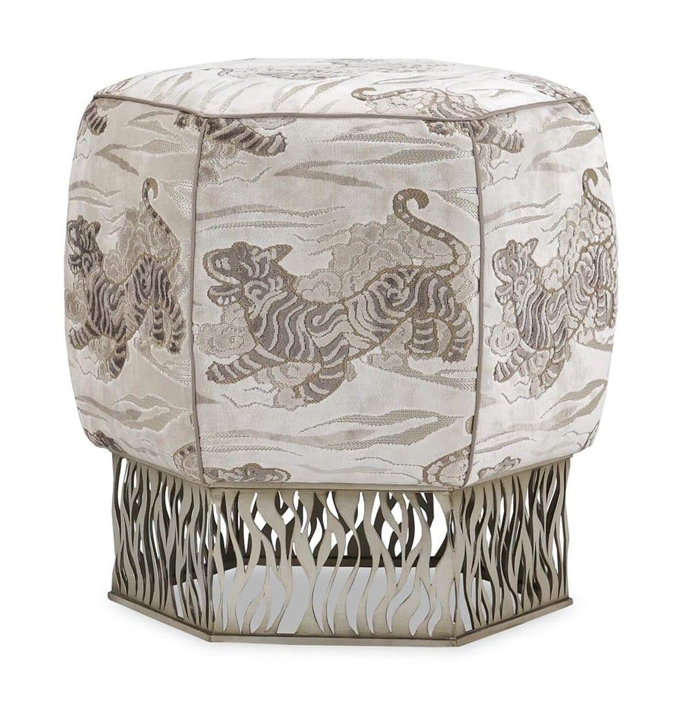 John Richard AMF-1809V226-5022 Honeycomb Ottoman, Silver – 5022