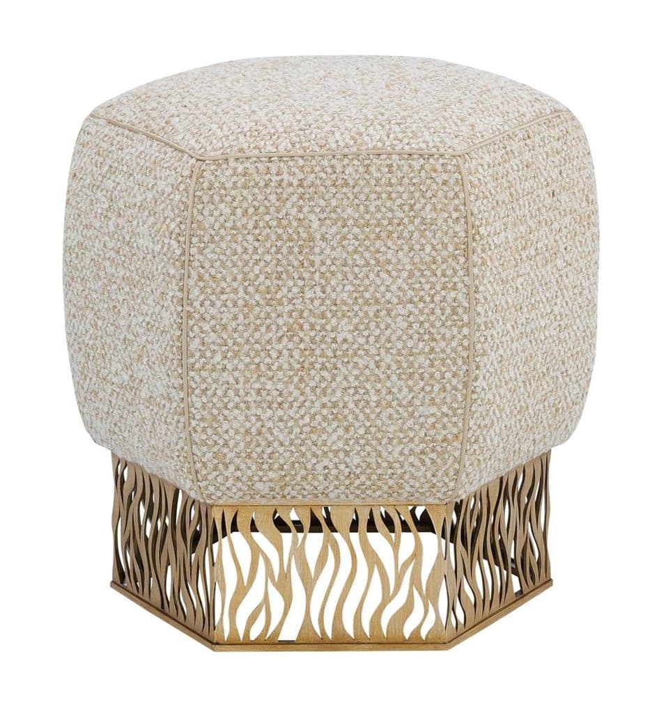 John Richard AMF-1809V229-5020-AS Honeycomb Ottoman, Gold
