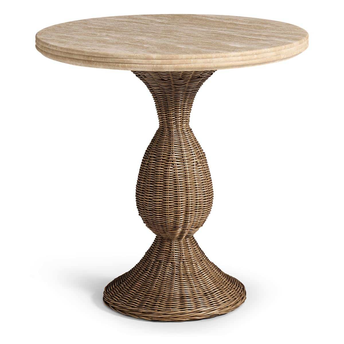 Jonathan Charles 491330-C012 Palm Court Round Travertine Accent Table