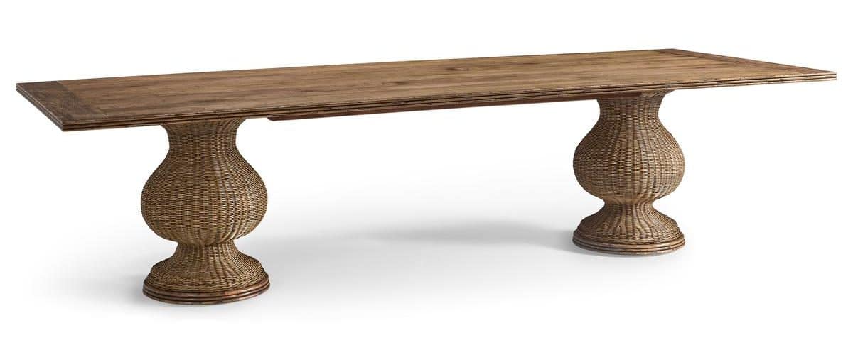 Jonathan Charles 491328-C012-120L Palm Court Rattan Dining Table 120″