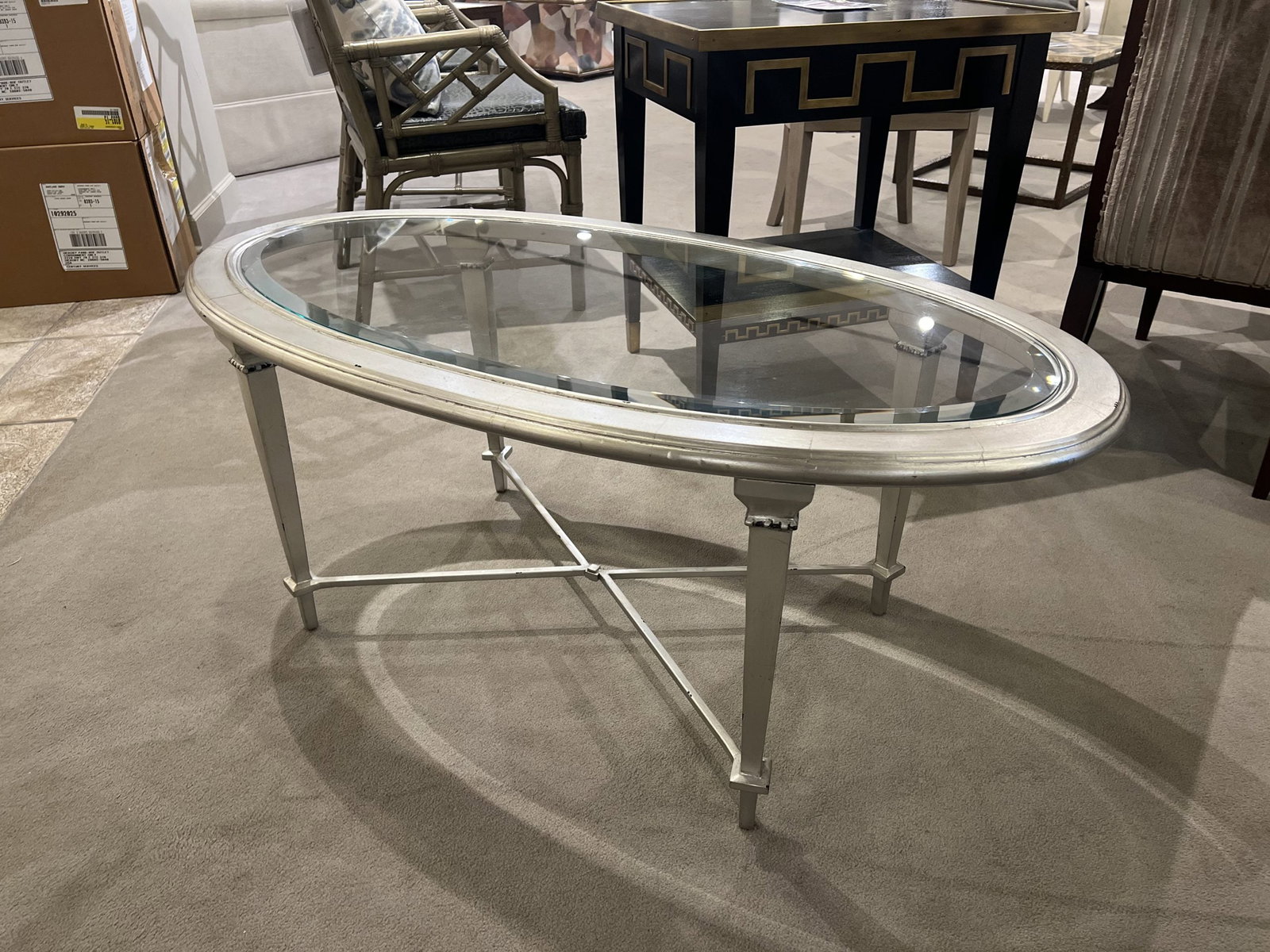 Hickory Chair HC2579-20/10 Bristol Oval Cocktail Table Silver Leaf