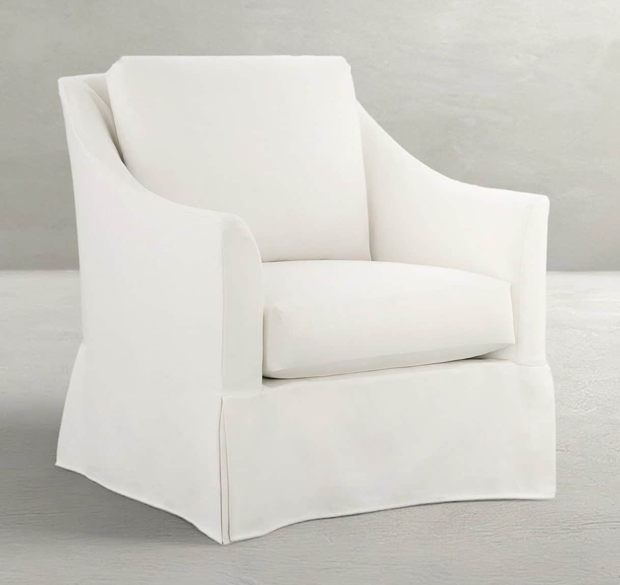 Summer Classics SCH-1006 Baldwin Upholstered Swivel Chair Slipcovered – Swoop Arms