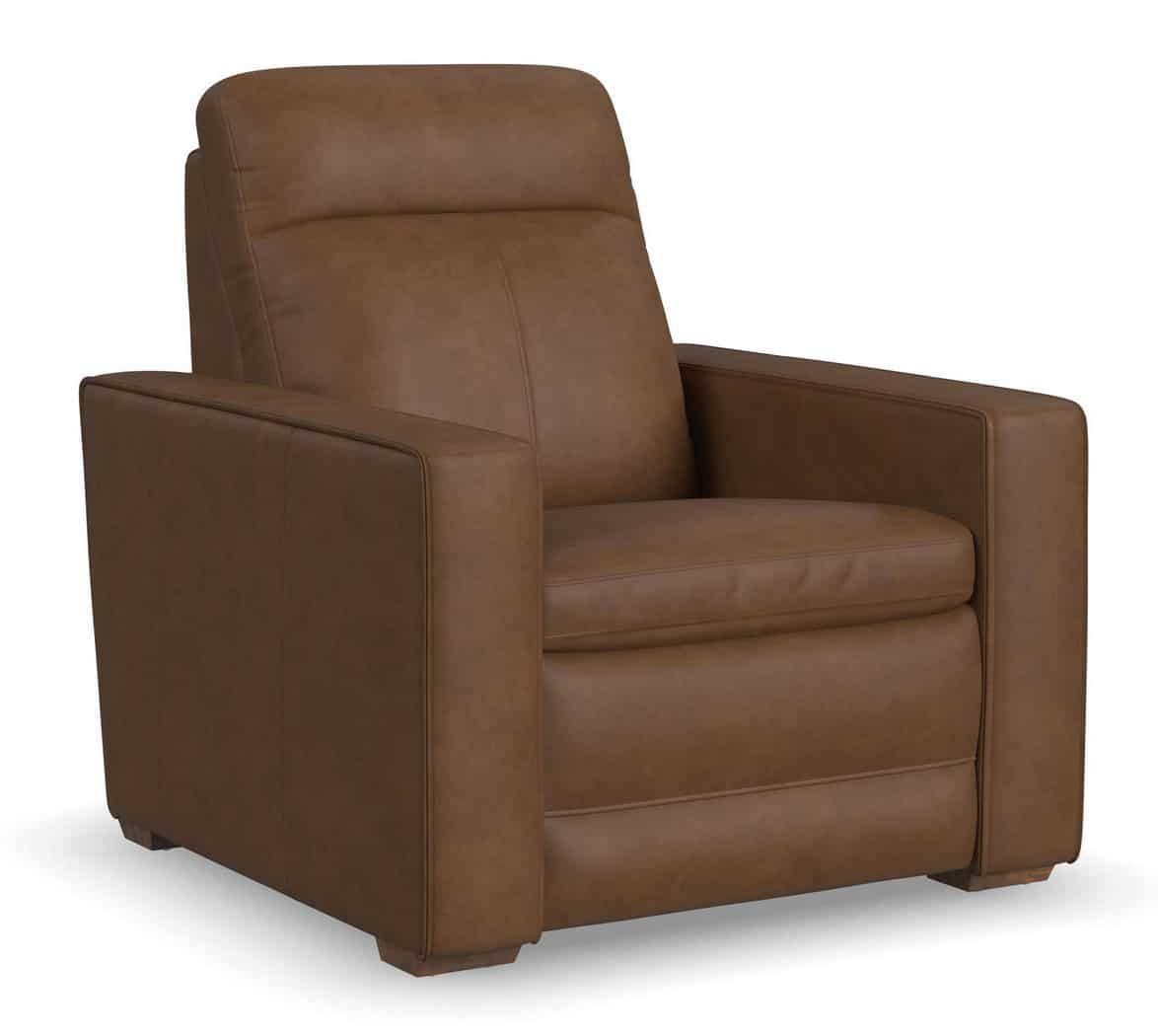 Flexsteel 1519-50P3-56280 Dutch Brown Leather Power Recliner with Power Headrest & Lumbar