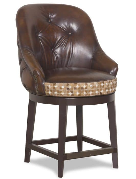 McKinley Leather 26-CH-DT Specialty Bootlegger Barstool with Decorative Trim