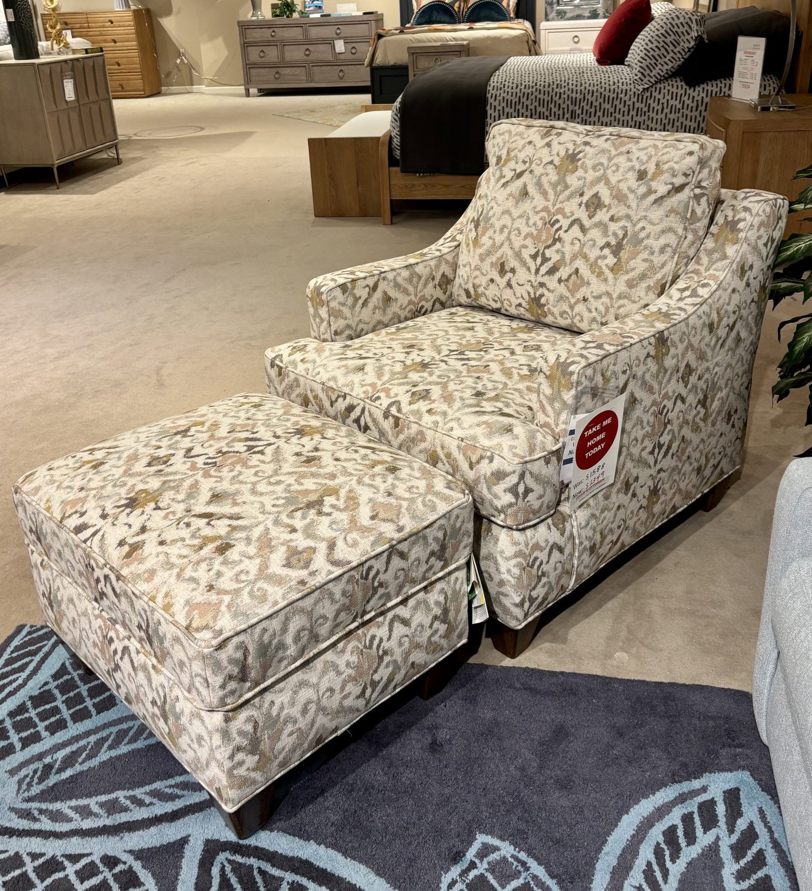 Bassett C000-12ST Custom Chair and Ottoman