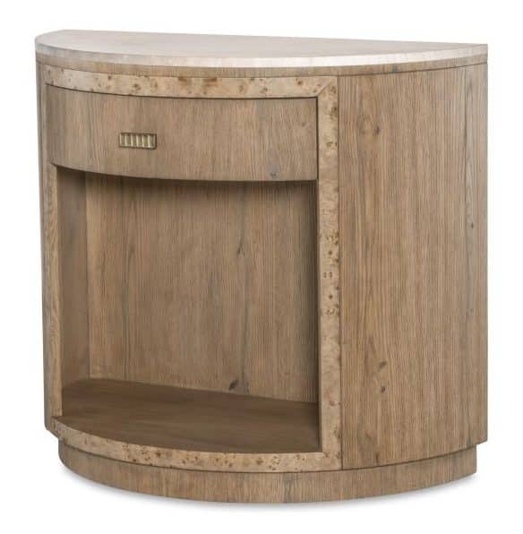 Century Furniture CBA-221M-V1 Monterey Demilune Nightstand with Travertine Hawthorne Light