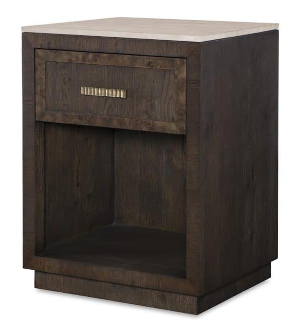Century Furniture CBA-222M-V2 Monterey Single Drawer Nightstand with Travertine Hawthorne Dark
