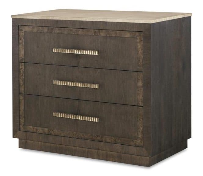 Century Furniture CBA-223M-V2 Monterey Three Drawer Nightstand with Travertine Hawthorne Dark