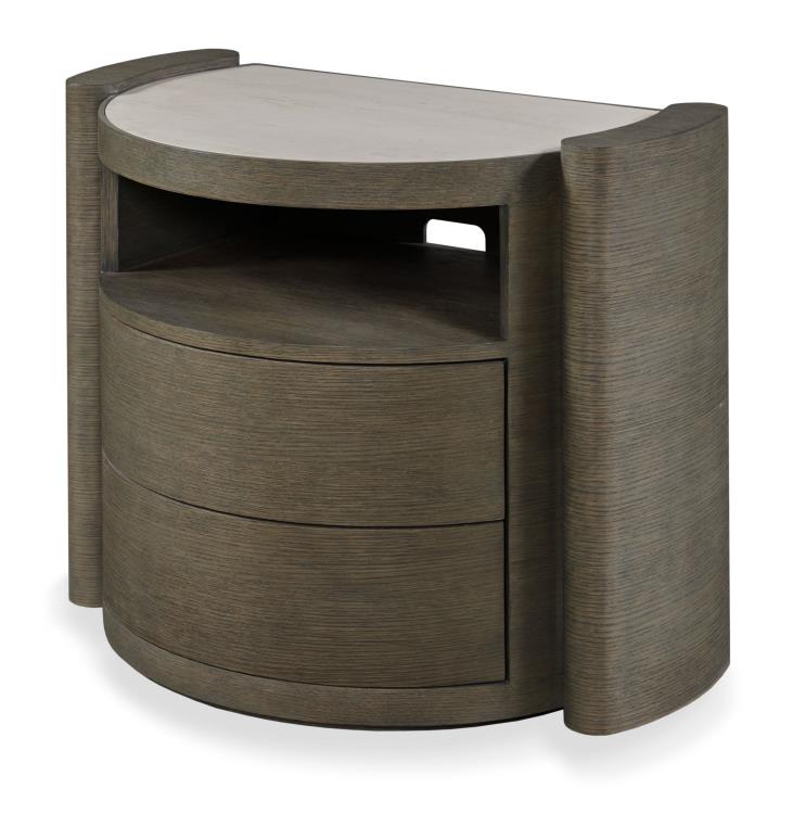 Century Furniture CDA-225-V1 Yume Two Drawer Open Shelf Nightstand Dusk