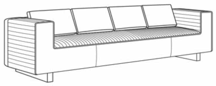 Century Furniture LT9-1081-1 Tatami Large Quilted Sofa Oak Base