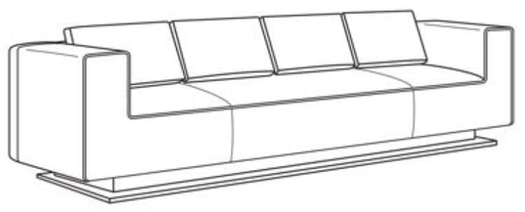 Century Furniture LTU-1082-1-F1 Tatami Large Sofa Metal Base