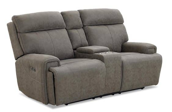 Bassett Club Level 3535-PC42S Nathan Power Reclining Loveseat with Center Console – Nathan Shadow
