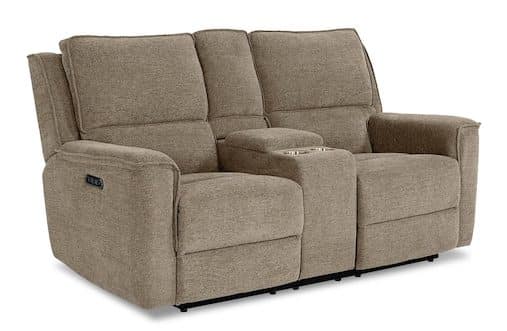 Bassett Club Level 3537-PC42P Calvin Power Reclining Loveseat with Center Console – Calvin Pecan
