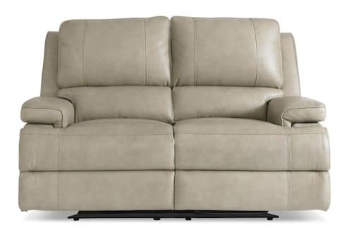 Bassett Club Level 3729-P42F Parsons Leather Power Reclining Loveseat Parsons Flax