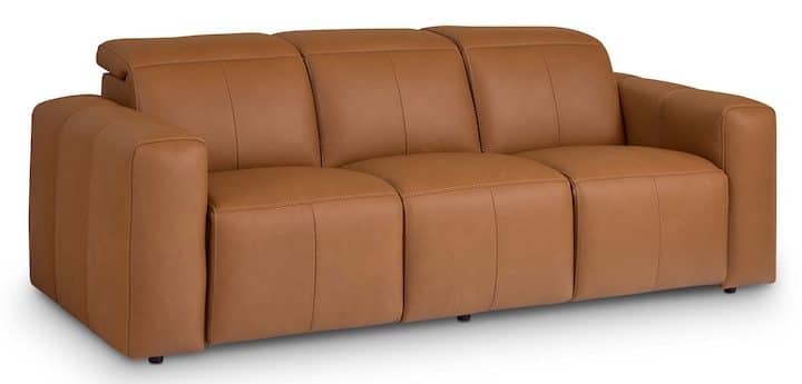Bassett Club Level 3734-P62A Airy Leather Power Reclining Sofa - Airy Antelope