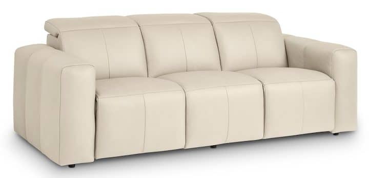 Bassett Club Level 3734-P62L Airy Leather Power Reclining Sofa - Airy Linen