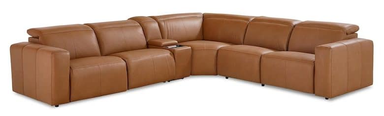 Bassett Club Level 3734-LSECT6A Airy Leather Power Reclining Sectional – Airy Antelope