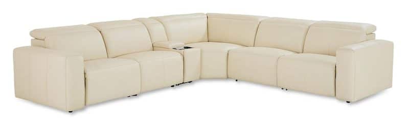 Bassett Club Level 3734-LSECT6L Airy Leather Power Reclining Sectional - Airy Linen Bassett Club Level 3734-LSECT6L Airy Leather Power Reclining Sectional - Airy Linen