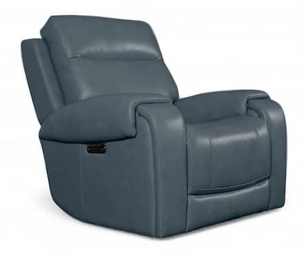 Bassett Club Level 3760-P0A Avery Leather Zero Gravity Power Recliner - Avery Azure