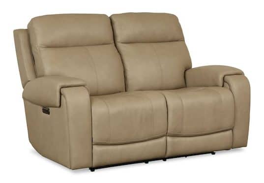 Bassett Club Level 3760-P42C Avery Leather Power Reclining Loveseat – Avery Champagne