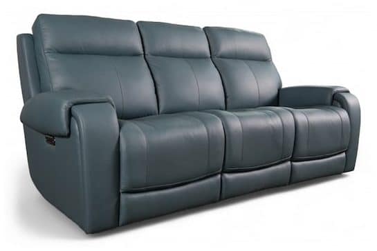 Bassett Club Level 3760-P62A Avery Leather Power Reclining Sofa - Avery Azure