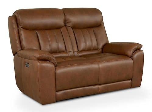 Bassett Club Level 3762-P42TC Benson Leather Power Reclining Loveseat – Benson Tuscan Cafe