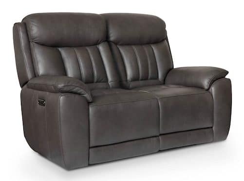 Bassett Club Level 3762-P42TG Benson Leather Power Reclining Loveseat – Benson Tuscan Gunmetal