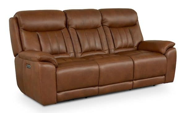 Bassett Club Level 3762-P62TC Benson Leather Power Reclining Sofa - Benson Tuscan Cafe