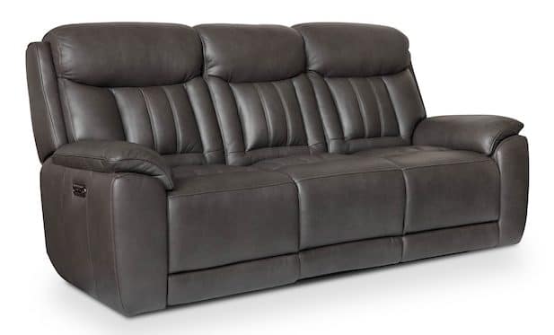 Bassett Club Level 3762-P62TG Benson Leather Power Reclining Sofa – Benson Tuscan Gunmetal