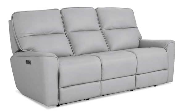 Bassett Club Level 3797-P62M Kenneth Leather Power Reclining Sofa - Kenneth Mist