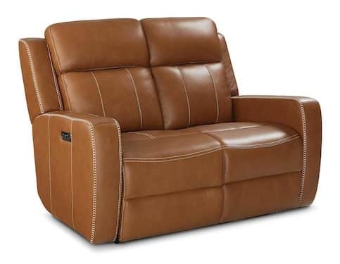 Bassett Club Level 3752-P42T Norwood Leather Power Reclining Loveseat - Norwood Tan Bassett Club Level 3752-P42T Norwood Leather Power Reclining Loveseat - Norwood Tan