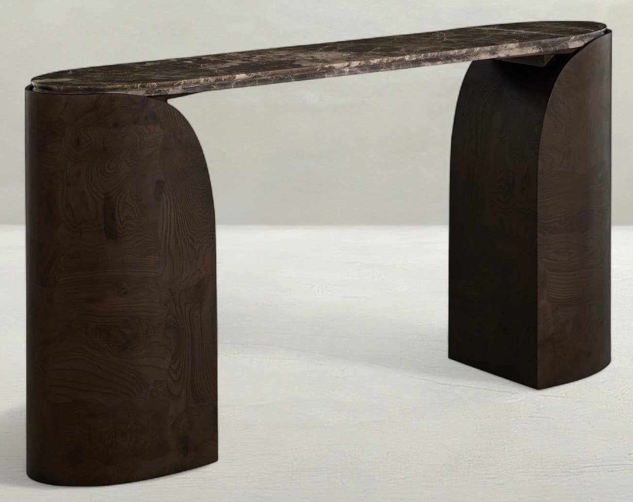 Gabby Home SCH-175956 Summit Ash Burl Oval Legged Console Table - Dusk