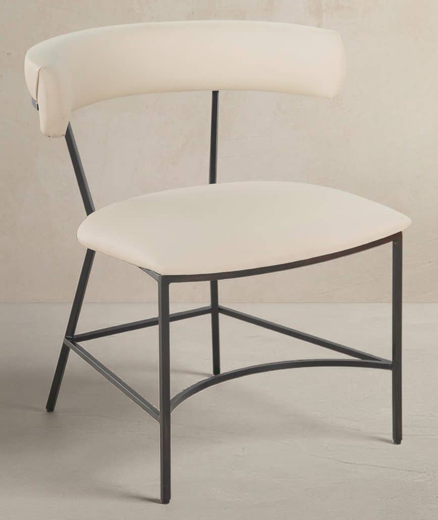 Gabby Home SCH-175625 Matlock Metal Faux Leather Dining Chair – White Dark Bronze